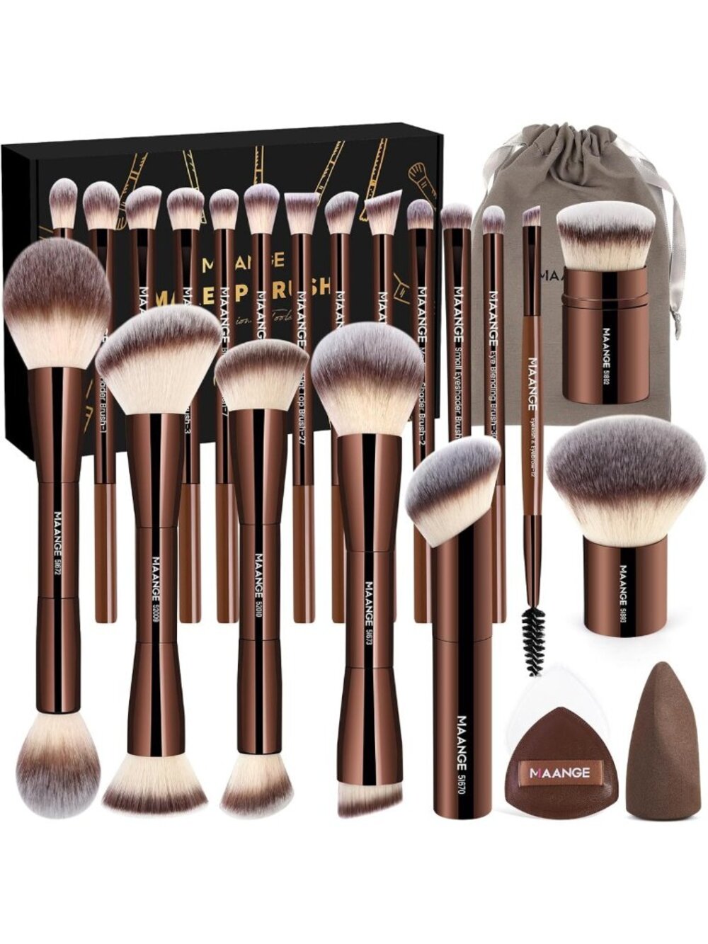 24-Piece Double-Ended Makeup Brush Set for Liquid, Powder, Blush & Eyeshadow